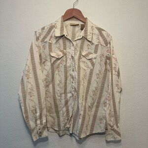 Floral Striped Button-Up Shirt